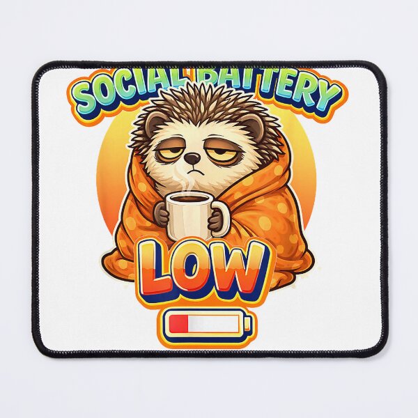 Item preview, Funny Social Battery Low Hedgehog Introvert Humor T-Shirt designed and sold by RKdrawings.