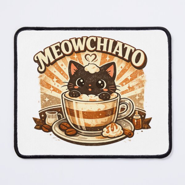 Item preview, Meowchiato Cute Cat Coffee Vintage Design designed and sold by jyotsanafinds.