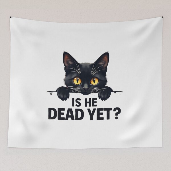 Item preview, Is He Dead Yet Black Cat Meme Dark Humor Gothic Shirt designed and sold by LunaMagicStudio.
