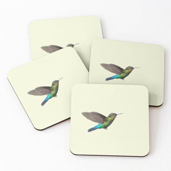 Item preview, Iridescent Hummingbird Hovering in Flight With Vibrant Green and Blue Plumage designed and sold by CreativeWorld96.