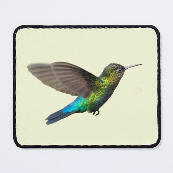 Item preview, Iridescent Hummingbird Hovering in Flight With Vibrant Green and Blue Plumage designed and sold by CreativeWorld96.