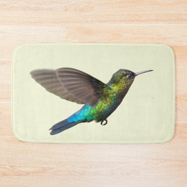 Item preview, Iridescent Hummingbird Hovering in Flight With Vibrant Green and Blue Plumage designed and sold by CreativeWorld96.