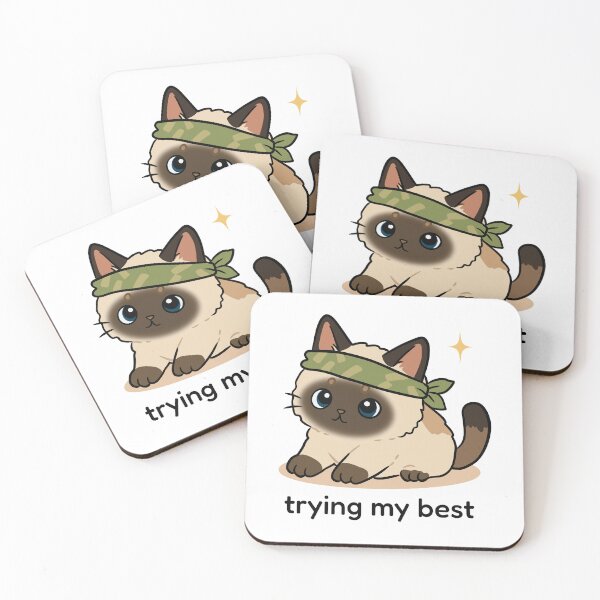 Item preview, Determined Siamese Cat Wearing Bandana Trying My Best designed and sold by MJ ART.