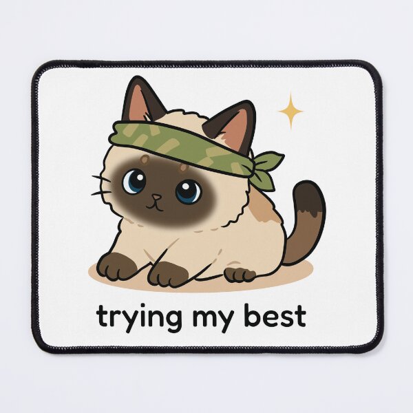 Item preview, Determined Siamese Cat Wearing Bandana Trying My Best designed and sold by MJ ART.