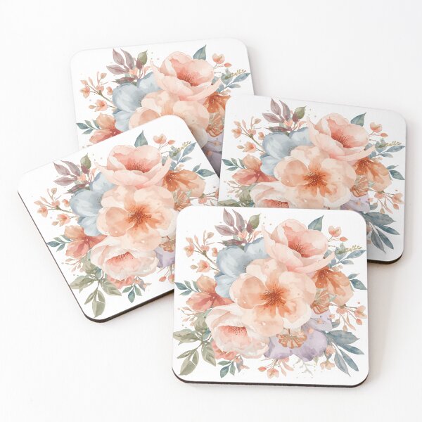 Item preview, Harmonious Bouquet: Peach, Lavender and Washed Blue designed and sold by VintageBreeze.