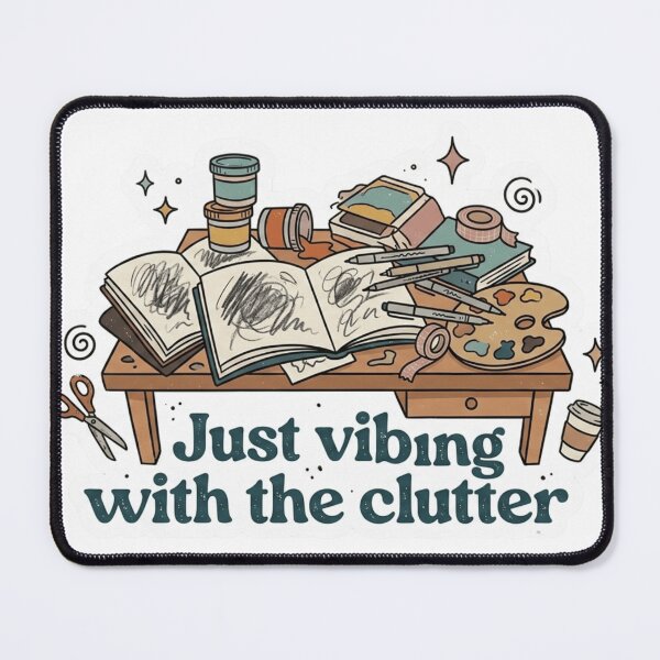 Item preview, Little Astronaut on a Ringed PlanetJust Vibing With The Clutter Cozy Desk Art designed and sold by JeevanStickers.