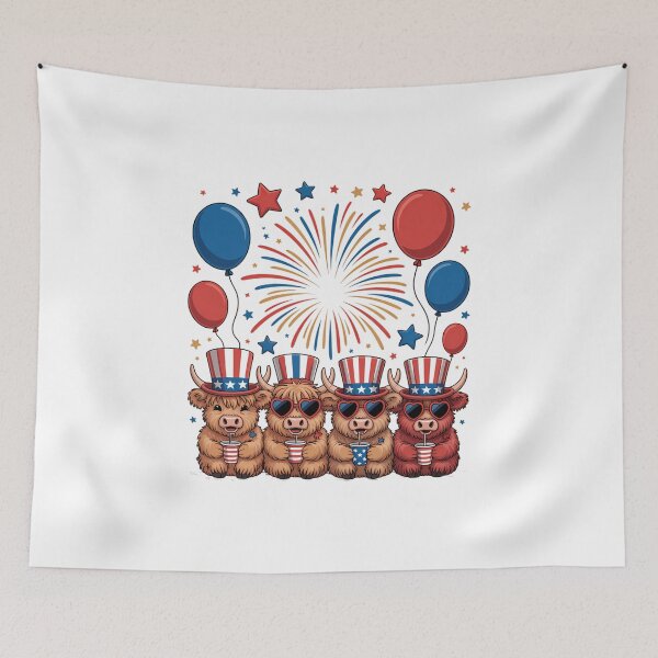 Item preview, Highland Cow 4th Of July Independence Day designed and sold by TrinaEspinoza.