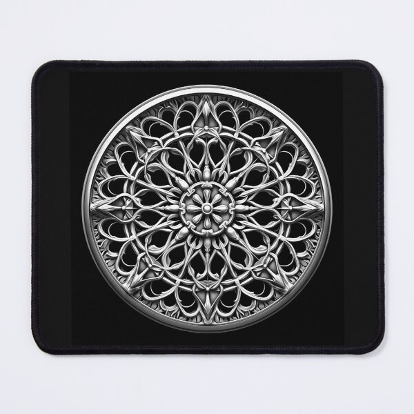 Item preview, Gothic Rose Window Ornament | Black and White Cathedral Art designed and sold by inkoutninja.