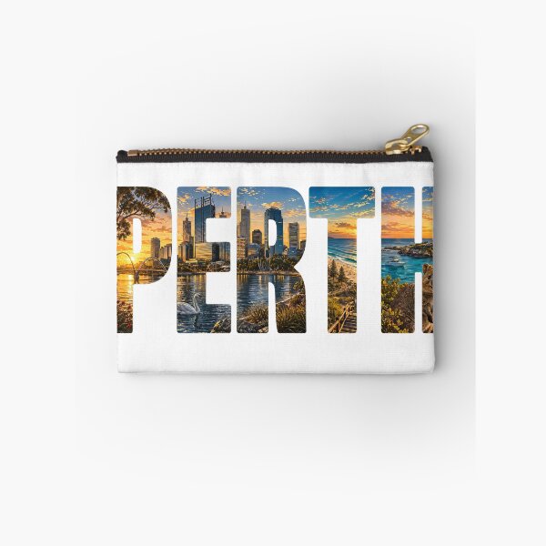Item preview, Perth Australia Typography Art – Sunset Skyline Travel Design, Coastal City Illustration, Western Australia Aesthetic designed and sold by ScapeCraft.