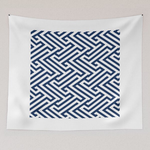 Item preview, Minimal Sayagata Geometric Navy Pattern Design designed and sold by J-Style Lab.