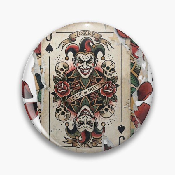 Item preview, Gothic Joker playing card, Skull, Roses floral art designed and sold by Lunevalleyart.