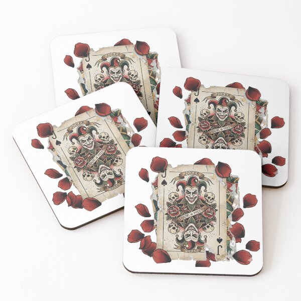 Item preview, Gothic Joker playing card, Skull, Roses floral art designed and sold by Lunevalleyart.