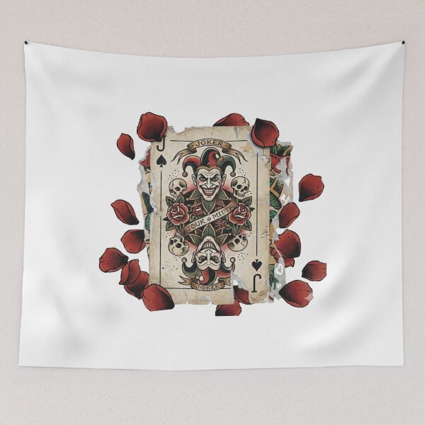 Item preview, Gothic Joker playing card, Skull, Roses floral art designed and sold by Lunevalleyart.
