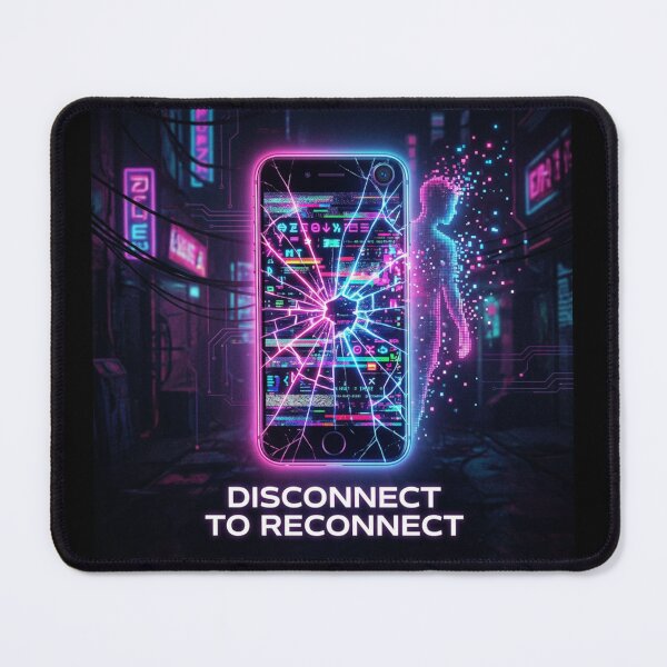 Item preview, Disconnect to Reconnect – Cyberpunk Digital Detox Art, Social Media Break, Neon Tech Design designed and sold by PLUSHIWORLDtm.