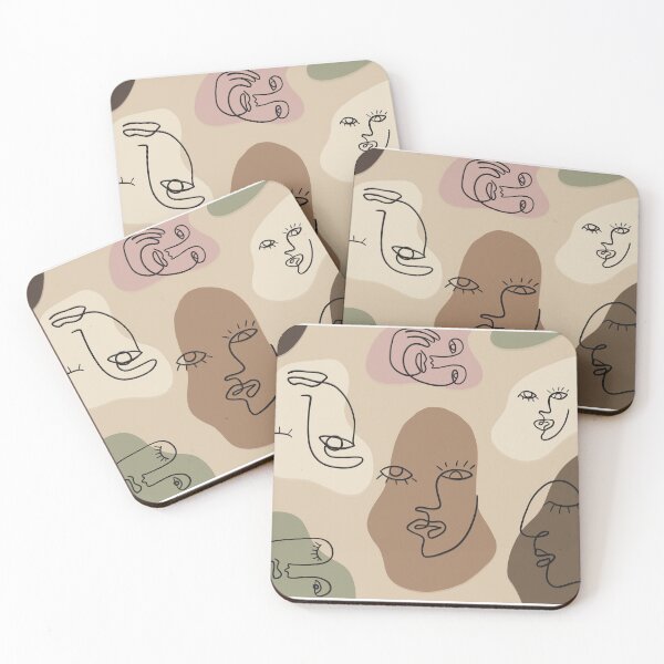 Item preview, Abstract Face Line Art Pattern – Neutral Aesthetic designed and sold by Barelythere2324.