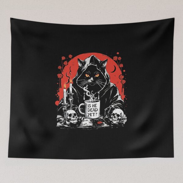 Item preview, Is He Dead Yet Gothic Black Cat Dark Humor Design designed and sold by LunaMagicStudio.