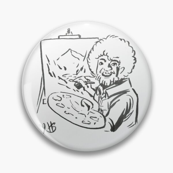 Item preview, Bob Ross Sketch prompt in black and white designed and sold by HBOriginalsArt.