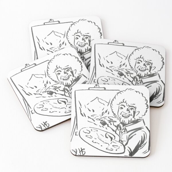 Item preview, Bob Ross Sketch prompt in black and white designed and sold by HBOriginalsArt.