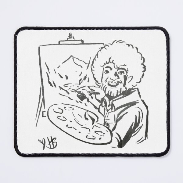 Item preview, Bob Ross Sketch prompt in black and white designed and sold by HBOriginalsArt.