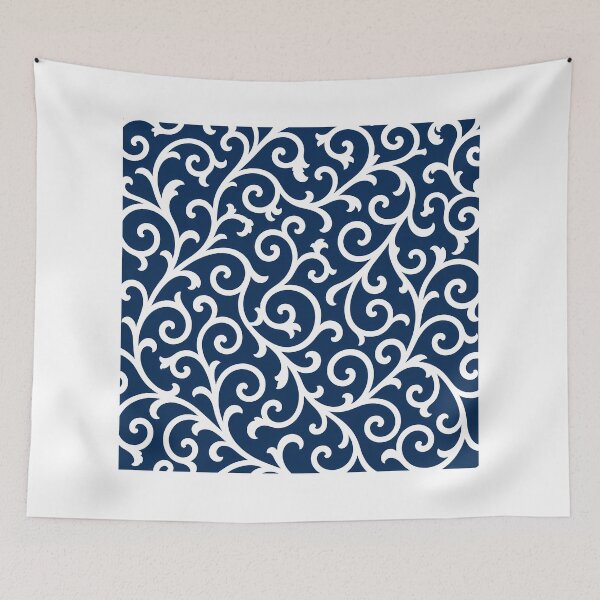 Item preview, Minimal Karakusa Vine Navy Pattern Design designed and sold by J-Style Lab.