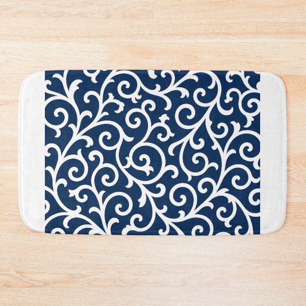 Item preview, Minimal Karakusa Vine Navy Pattern Design designed and sold by J-Style Lab.