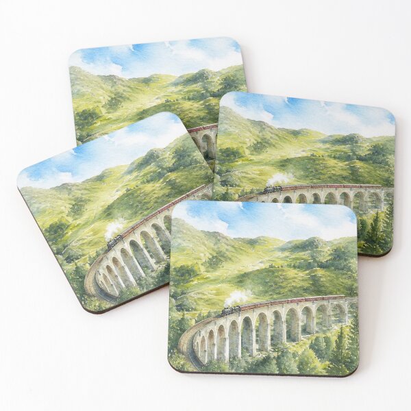 Item preview, Glenfinnan Viaduct Scotland Steam Train Watercolor Print designed and sold by GASCE Studio.