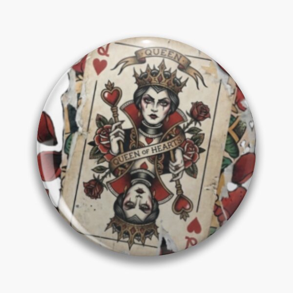 Item preview, Gothic Queen of Hearts poker card, floral roses designed and sold by Lunevalleyart.
