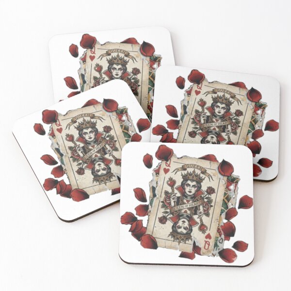 Item preview, Gothic Queen of Hearts poker card, floral roses designed and sold by Lunevalleyart.