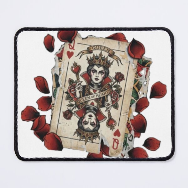 Item preview, Gothic Queen of Hearts poker card, floral roses designed and sold by Lunevalleyart.