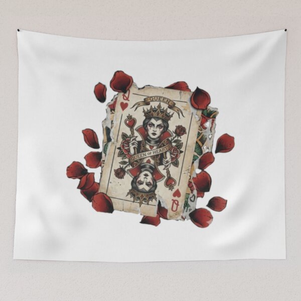 Item preview, Gothic Queen of Hearts poker card, floral roses designed and sold by Lunevalleyart.