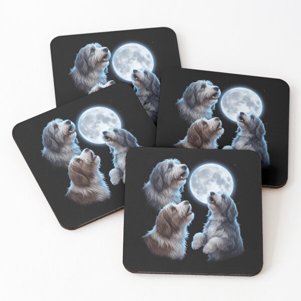 Item preview, Bearded Collie Howling Moon Art Dog Owner designed and sold by TerryConnells.