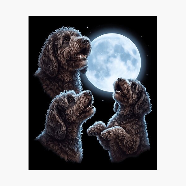 Artikelvorschau, Barbet Howling Moon Art Dog Owner entworfen und verkauft von TerryConnells.
