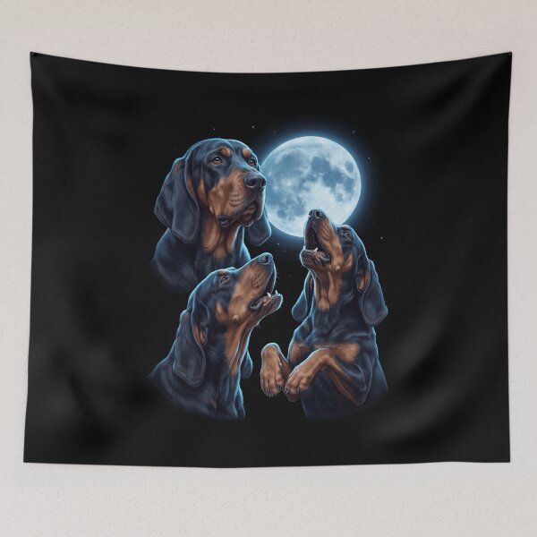 Item preview, Black and Tan Coonhound Howling Moon Art Dog Owner designed and sold by TerryConnells.