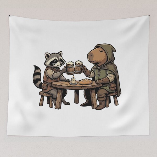 Item preview, Medieval Raccoon And Capybara Tavern designed and sold by Art by Debasish.