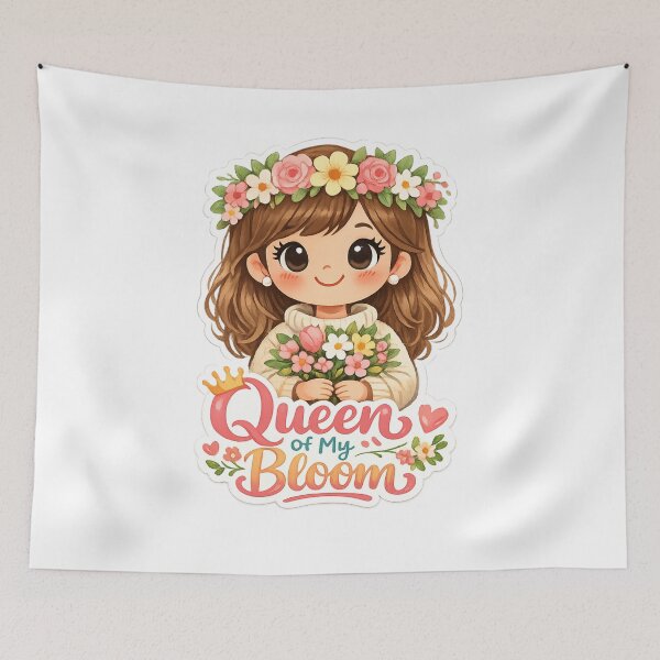 Item preview, Queen of My Bloom Sticker — Mothers Day Gift Floral Crown Kawaii Girl Spring Flowers Cottagecore Self Love Decal designed and sold by CosyCush.