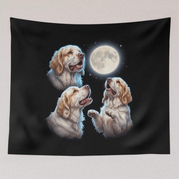 Item preview, Clumber Spaniel Howling Moon Art Dog Owner designed and sold by TerryConnells.