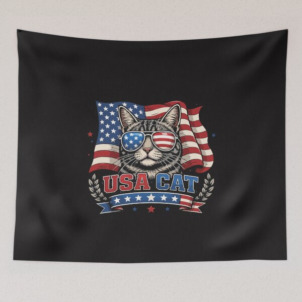 Item preview, Funny Patriotic Cat USA Flag Sunglasses Retro 4th of July Design designed and sold by kiralynstration.