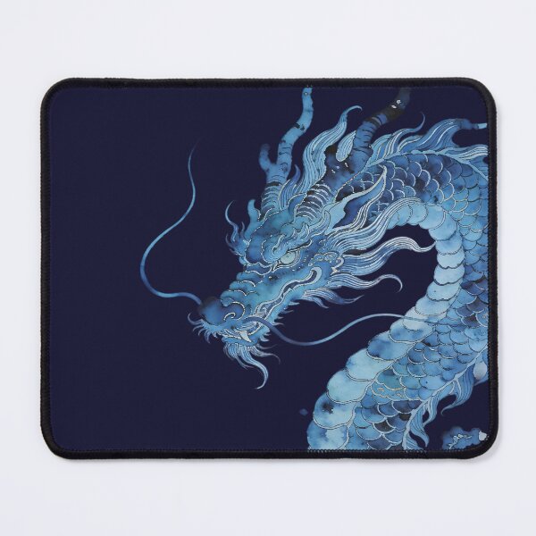 Item preview, Indigo Dragon Illustration – Traditional Asian Myth Watercolor Art designed and sold by KiraChie.