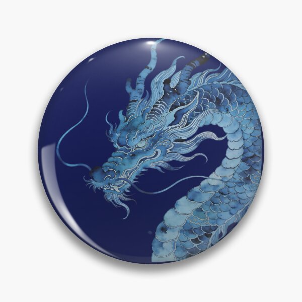 Item preview, Indigo Dragon Illustration – Traditional Asian Myth Watercolor Art designed and sold by KiraChie.