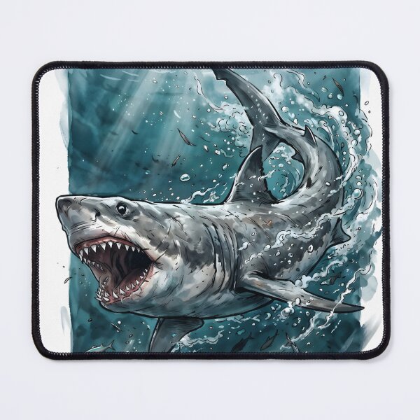 Item preview, Great White Shark Swimming In Deep Blue Ocean designed and sold by RubisLeaf.
