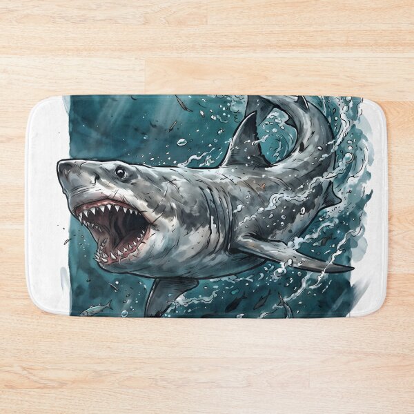 Item preview, Great White Shark Swimming In Deep Blue Ocean designed and sold by RubisLeaf.