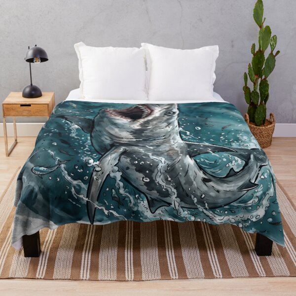 Item preview, Great White Shark Swimming In Deep Blue Ocean designed and sold by RubisLeaf.