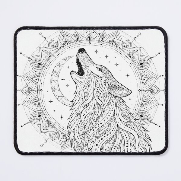 Item preview, Mystic Howling Wolf Mandala Art designed and sold by suryabumblee.