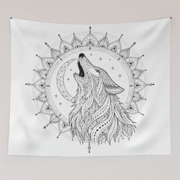 Item preview, Mystic Howling Wolf Mandala Art designed and sold by suryabumblee.