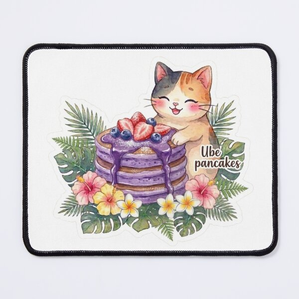 Item preview, Kawaii Cat & Ube Pancakes - Hawaiian Purple Yam Dessert designed and sold by LaniDigitalNook.