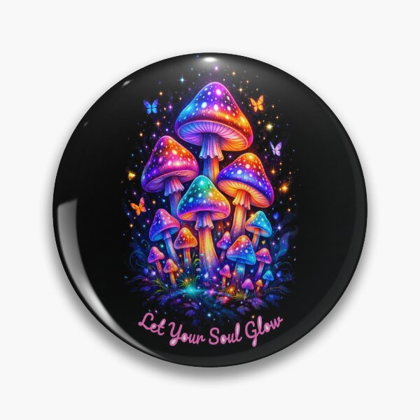 Item preview, Psychedelic Glowing Mushrooms | Neon Magic  Fungi Colorful Fantasy Fairycore Night Art designed and sold by VaultVibes.
