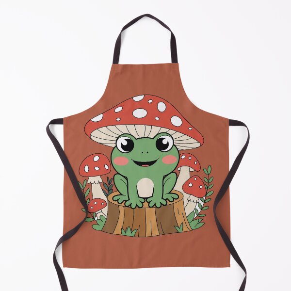 Item preview, Cute Kawaii Frog with Mushroom Hat on Tree Stump Sticker designed and sold by ZyxDes.
