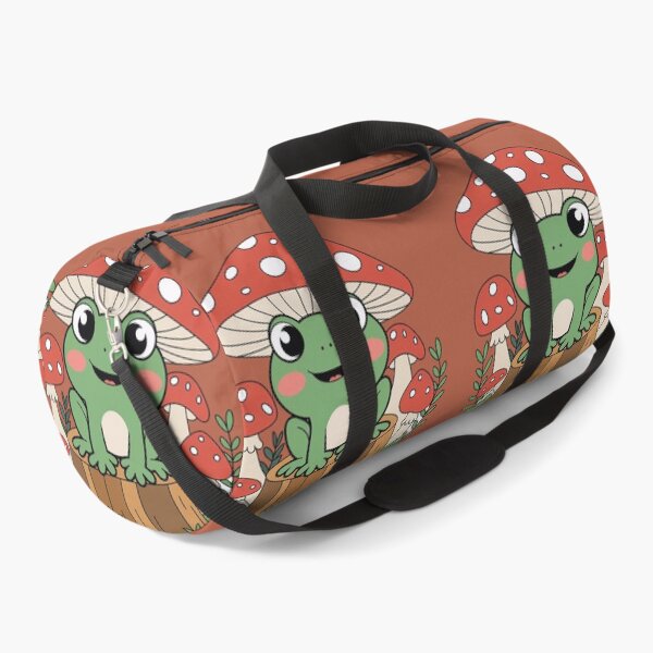 Item preview, Cute Kawaii Frog with Mushroom Hat on Tree Stump Sticker designed and sold by ZyxDes.