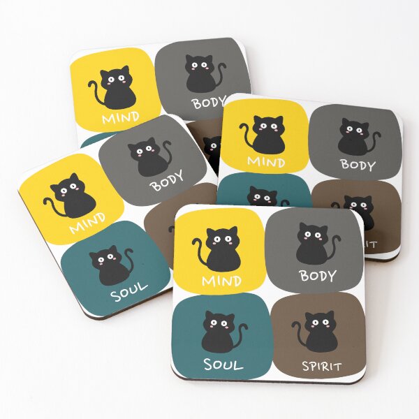 Item preview, Mind Body Soul Spirit - 4 cats - self care designed and sold by Drishya-Designs.