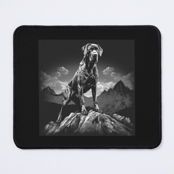 Item preview, Black Lab Mountain Adventure Art | Black and White Dog Illustration designed and sold by inkoutninja.